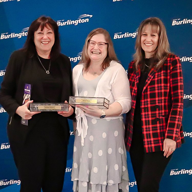 Dr. Frank J. Hayden - April 2026 Darlene Halchuk and Denise Nacev, Community Coordinators for Special Olympics Burlington receiving key to the City
