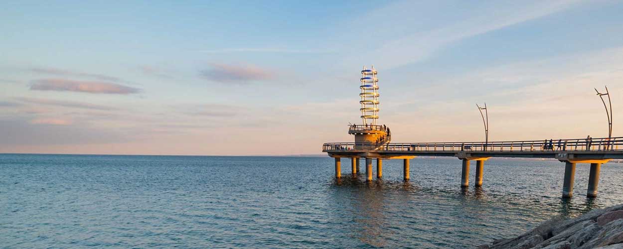 The Burlington pier at sunset